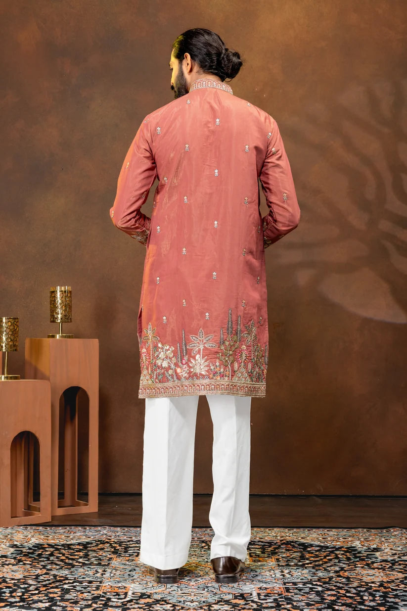 Rosewood Embroidered Men’s Kurta