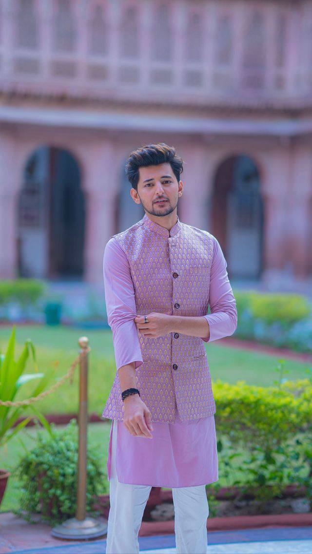 Riwaaz Kurta's DR Lavender Jacquard Jacket And Kurta Set For Men's