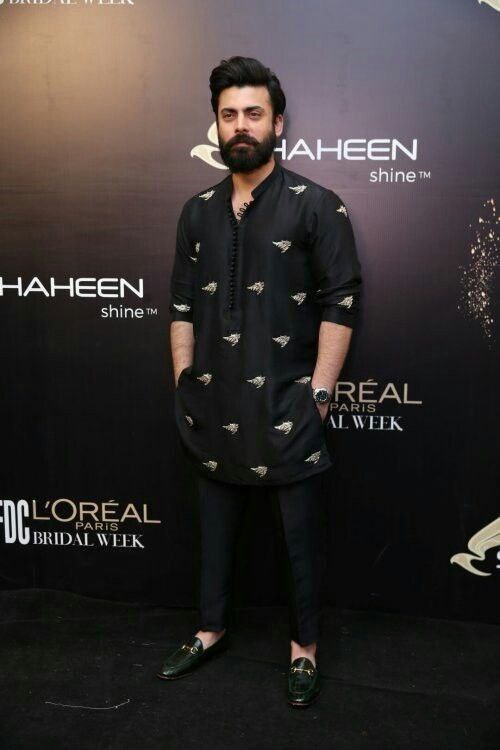 Stylish Black Embroidered Work Men's Kurta with Pajama