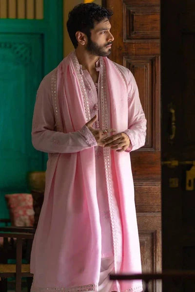 PINK COTTON BLEND KURTA ,PAJAMA WITH DUPATTA SET